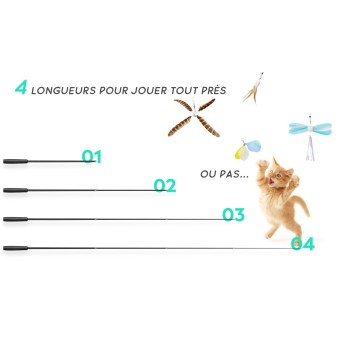 Feather Wand Gen II - Canne à Pêche Interactif Ultra-Légère pour Chats - Uah Pet