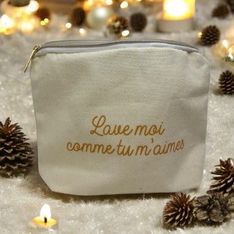 Trousse de Toilettage Beige et Dorée - "Lave-moi comme tu m’aimes"